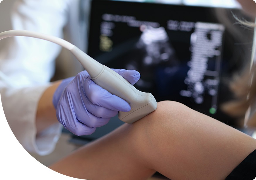 Sonographer performing a musculoskeletal ultrasound